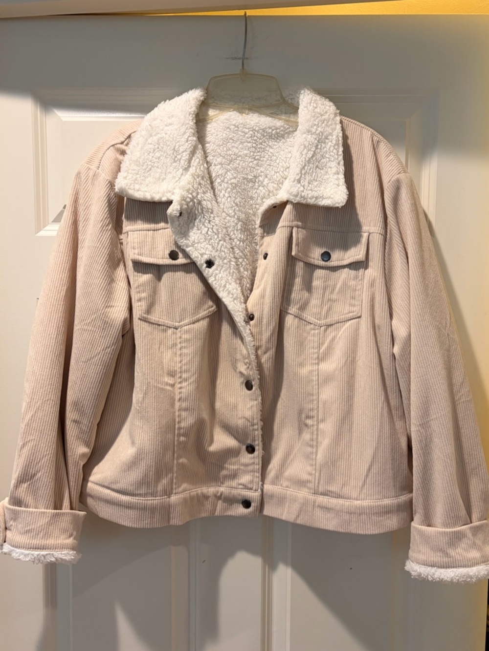 Sherpa-Lined Corduroy Jacket - Cream